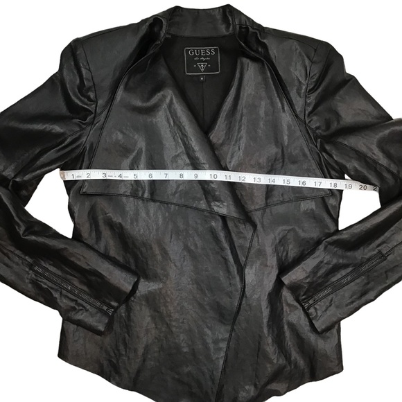 GUESS - Faux Leather Moto Jacket - Black Size M - Picture 5 of 16